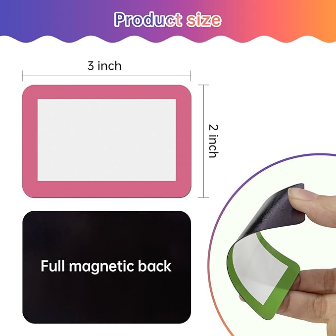 Dry Erase Magnets Set - 24 Pack - 3x2 in Whiteboard Magnetic Notes Planning Pads Labels - Small White Board Magnet Strips Name Tags for Home, Office and Classroom