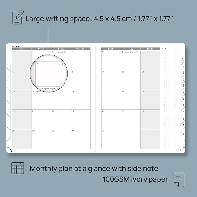 POPRUN Planner 2025-2026 (Large 8.5''x 10.5''), Horizontal Weekly Notebook Jul.2025 - Jun.2026, Academic Appointment Book with Monthly Tabs, Leather Hardcover, Inner Pocket, 100 GSM - Lavender