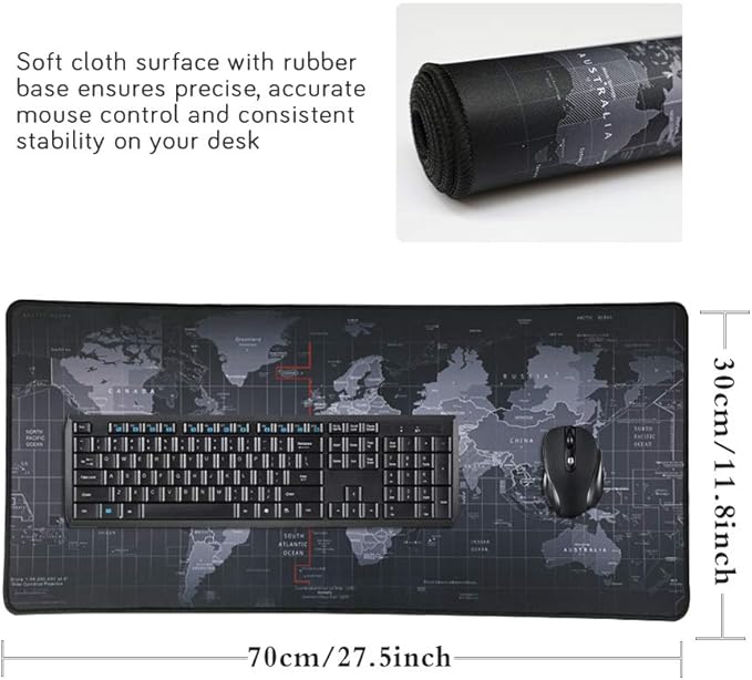Large Gaming Mouse Pad/Mat with Smooth Surface and Stitched Edges Non-Slip Rubber Base Extended Game Mouse Mat|27.5" x 11.8" x 0.1" (Map(70 * 30 * 0.3cm))