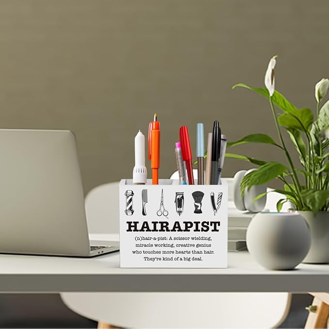 Hairstylist Gifts, Hair Salon Hairapist,Office Room Decor for Women Men Coworker Friend Employee Wooden Box Holder Home Hair Salon Barbershop Decor