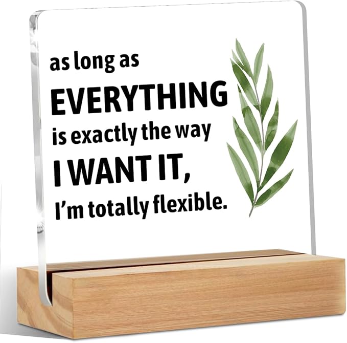 Office Decor Funny Acrylic Sign with Wood Stand, Funny Office Gifts Bedroom Office Living Room Desk Cubicle Table Shelf Decor, Office Gift for Women Men Girls Coworker Friends Boss Manager