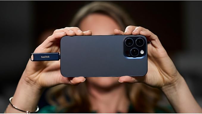 SanDisk 256GB Phone Drive for iPhone - Works with iPhone 15 and Newer (USB-C Connector) and iPhone 14 and Older (Lightning Connector), Metallic Sky - SDIXD0N-256G-GN6NE