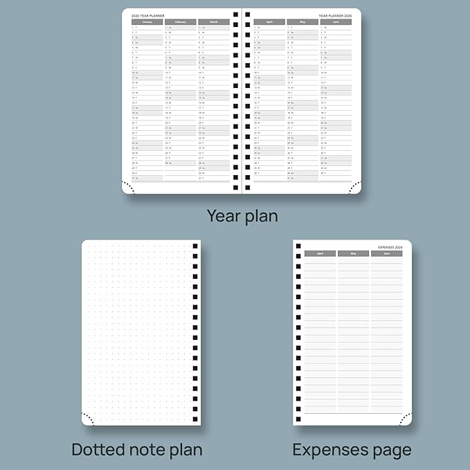 POPRUN 2026 Planner (Pocket Size 4''x 6.25'' Wire-Bond Hard Cover) Calendar Weekly and Monthly (Jan.2026-Dec.2026) Small Planner with Hourly Time Slots, for Purse, 100 GSM - Burgundy
