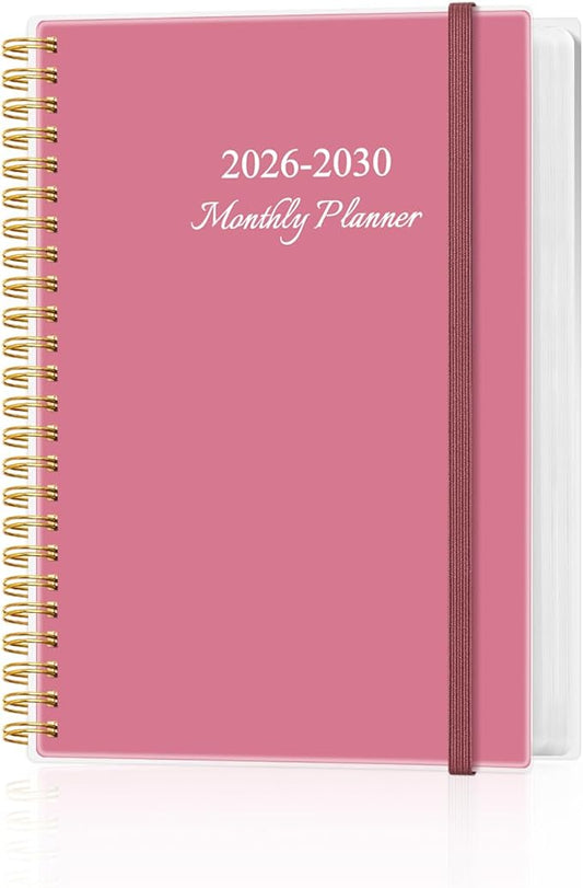 2026-2030 Monthly Planner - 60 Month PLanner Calendar from January 2026 to December 2030, 5 Year Planner 2026-2030 with Flexible Cover, Inner Pocket, Perfect for Home | School | Office, 5.8" x 8.5", Pink