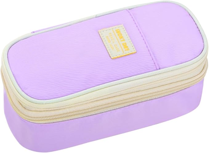 Pencil Case Aesthetic Pencil Bag with Zipper Pencil Pouch Big for Girls Kids Teens Adults Stationery Pencil Case Organizer for School Purple