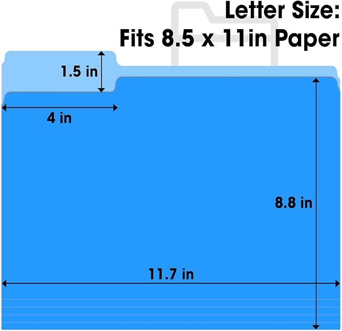 240 Pack Colored File Folders, 1/3 Cut Tab File Folders Letter Size 8.5 x 11 Inch, Assorted 8 Colors Filing Folder for Office School Business