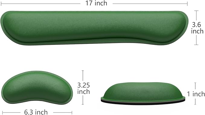 Dapesuom Enlarge Keyboard Wrist Rest, Memory Foam Wrist Cushion for Desk Mats Support, Cute Typing Pain Relief Keyboard Mouse Pad Rests Set with Non-Slip Base for Gaming Laptop Office, Forest Green