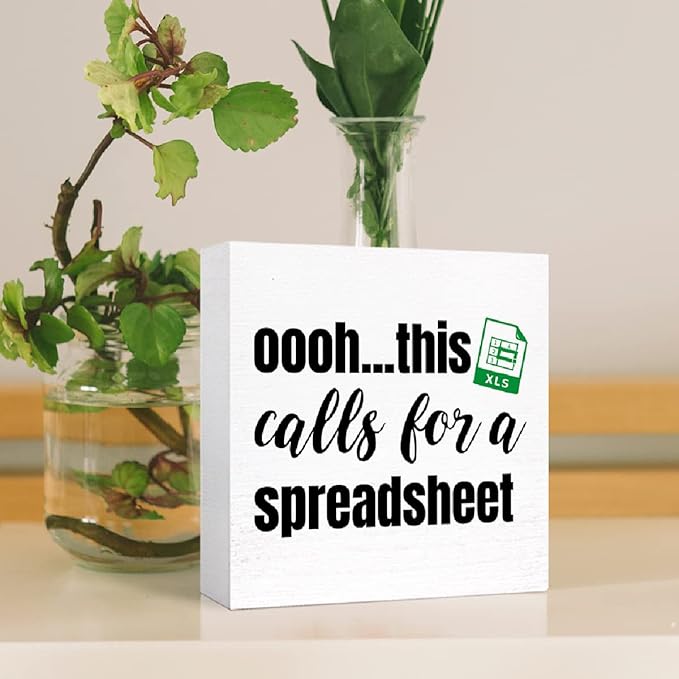Funny Office Wood Box Sign Oooh This Calls for a Spreadsheet Wooden Block Sign Humorous Desk Décor for Home Office Table,Office Gift for Friend Coworker Employee