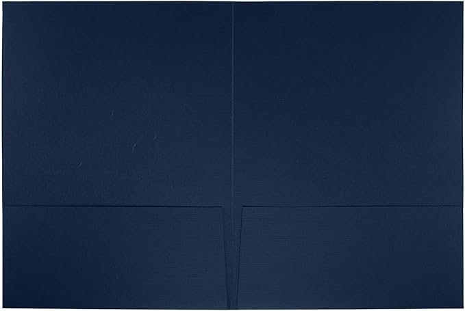LUXPaper 9" x 12" Presentation Folders | Two Pocket | Embossed Puzzle Piece | Nautical Blue Linen | 100lb. Cover | 25 Qty