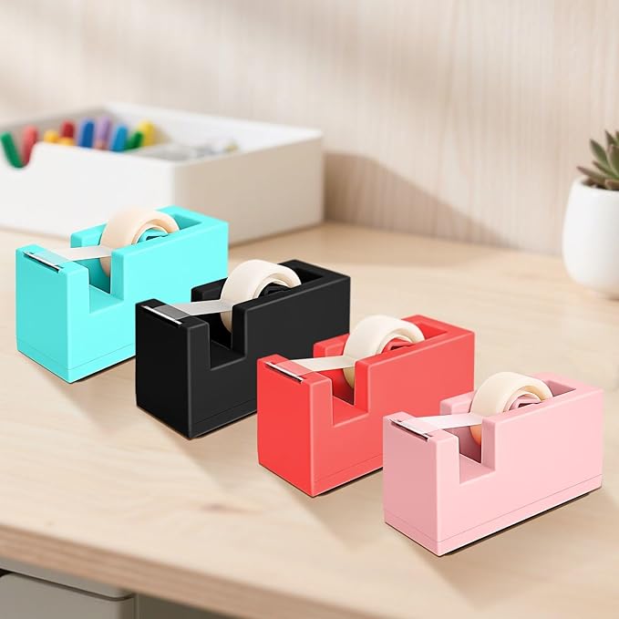 1 Desktop Stapler & 1 Tape Dispenser - 25 Sheet Capacity with 830 Staples and Staple Remover, Non-Slip for Office,School, Home & Classroom, Orange(Tape not Included)