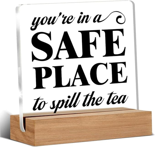 Counseling Therapy Office Decor, School Counselor Therapist Gifts, Social Worker Office Decorations, You're in A Safe Place Decorative Desk Signs Acrylic Plaque