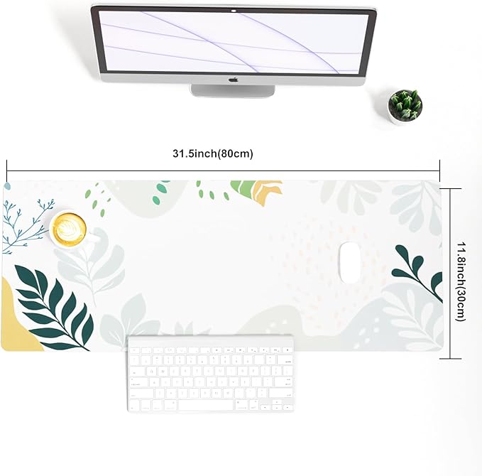 olorful Star Abstract Boho Large Mouse Pad, Waterproof Green White Desk Mat, Double Sided Computer Gaming Mouse Pad, XL Full Desk Mousepad Non Slip Writing Pad for School Office Home 31.5" x 11.8"
