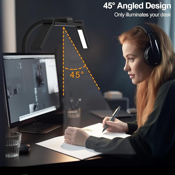 3 Light Bar Gooseneck Architect Desk Lamp with Clamp, 24W Bright Led Tall Overhead Desk Light for Home Office,Eye Care Reading Table Light for Desktop Working,Drafting,Reading