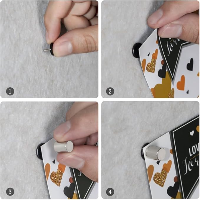 50 Sets Magnetic Pushpins, Magnet Thumbtack, Poster and Photo Hangers for Walls Bulletin Boards