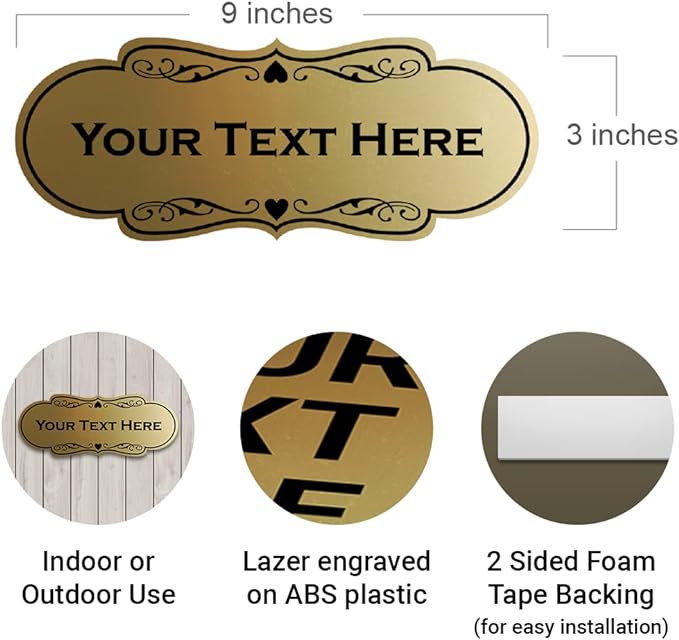 Designer Custom Personalizable Plastic Wall Sign | Your Custom Message | Easy to Install, Comes With Strong 2 Sided Foam Tape | Business & Home Signs