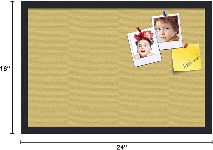 PinPix 24x16 Inch Cork Bulletin Board. This Decorative Framed Pin Board Comes with Honey Pastel Design and a Satin Black Frame. Ideal for Home Office Decor or Message Board (PinPix-1810)