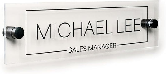 Name Plate For Wall or Door - Name Sign For Office (Clear Acrylic)