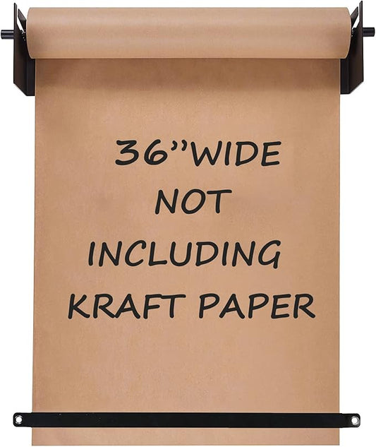 36”Kraft Paper Dispenser Holder Wall Mount, Heavy-Duty Paper Cutter Butcher Paper Dispenser to Do Lists, DIY Drawing, Taking Note, Artwork, Daily Special - Black