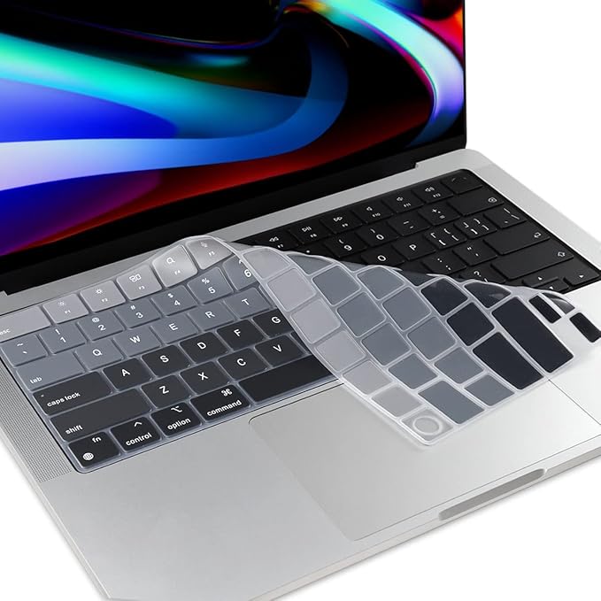 Batianda Premium Gradient Color Keyboard Cover for New MacBook Pro 14'' Pro 16'' 2024 2023 M4 M3 M2 M1 Pro/Max Chip & New MacBook Air 13 15 inch Soft-Touch Silicone Protective Skin,Gradient Grey