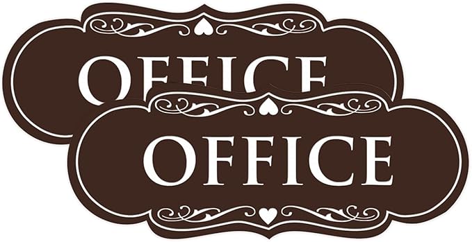 All Quality Designer Office Sign | Easy Installation ‌ - Dark Brown - Medium (2 Pack)