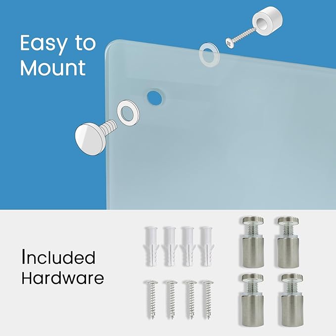 Magnetic Glass Writeboard 40"x60" Premium Tempered Dry Erase Boards Wall Mounted Frameless Whiteboard Bulletin Message Boards (White)