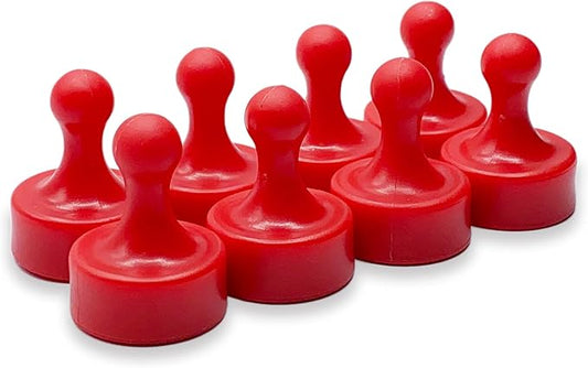 GLASSBOARD STUDIO Powerful Neodymium Magnets, Pawn-Shaped - Strong Fridge/Refrigerator and Whiteboard Magnet, Ideal for Office, Kitchen, Crafts - Rare Earth, Heavy Duty (8, Red)