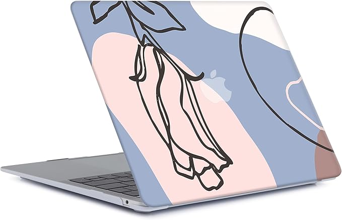 Bandless Case Compatible with MacBook Air 13 inch (Models: A1369 & A1466, Older Version 2010-2017), 2 in 1 Plastic Hard Shell Protective Cover Keyboard Protector - Simple Flower
