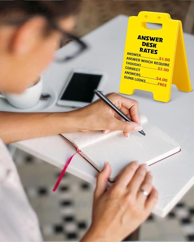 Answer Desk Rates Sign, Funny Office Desk Sign Office Cubicle Decor Fun Gag Gift for Coworker Teammate Boss Leader