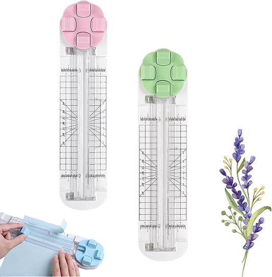 4-in-1 Multi-Function Paper Trimmer,Bidirectional Papers Cutter,Bidirectional Rotary Paper Cutter for A4/Photo/Card, for Daily Manual and Office Use (Green+Pink)