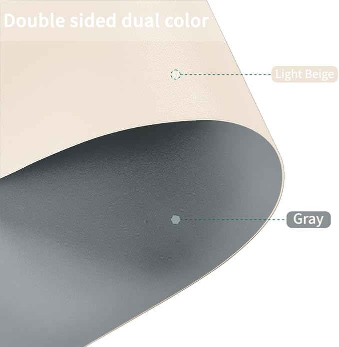 Vanity Protector Mat - Can Be Used On Both Sides Waterproof and Easy to Clean Good Flatness Used for Dresser Table(Off White+Light Gray 10x48)