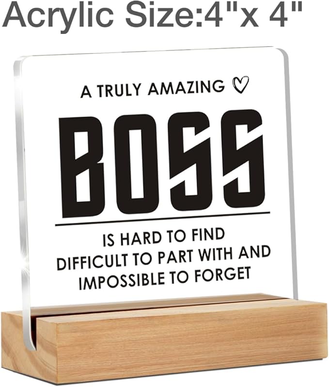 Amazing Boss Gifts: Decorative Acrylic Sign With Wooden Stand for Office