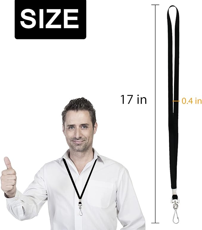 Black Lanyards Bulk 50 Packs Lanyards for ID Badges,Lanyards with Swivel Hook Clips for Name Tag Lanyard ID Holder