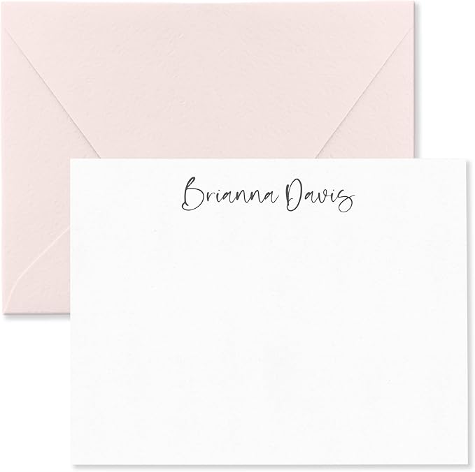 Personalized Stationery Note Cards and Envelopes Set for Women Customized with Name in Script Font, Choose Ink & Envelope Colors | Fairmont & Grove Paper Co. (Font Style #4)