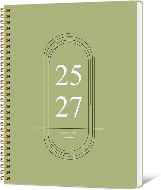 Monthly Planner 2025-2027 - 2 Year Monthly Planner Calendar 2025-2027, July 2025 - June 2027, 8.5" * 11", 24 Months Calendar Planner with Waterproof Cover＆Spiral Bound, for Office, School Home Planning - Green