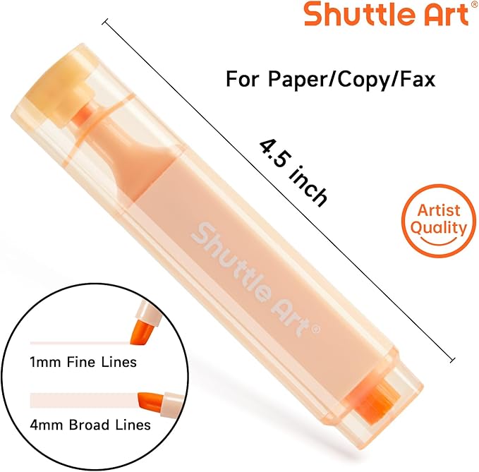 Shuttle Art Pastel Highlighters, 8 Assorted Macaron Colors Highlighter Pens, Chisel Tip Dry-Quickly Non-Toxic Highlighter Markers for Adults Kids Highlighting in the Home School Office