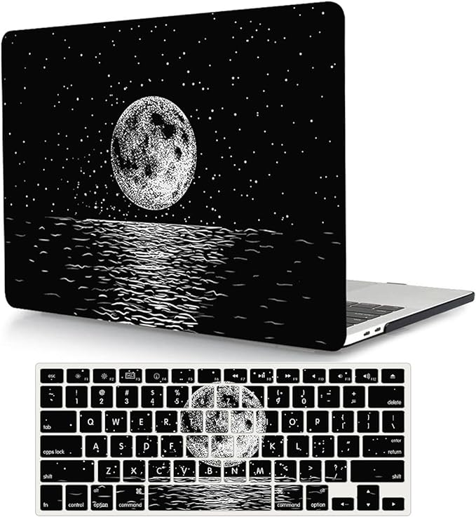 Case Compatible with MacBook Pro 13 Inch 2015 2014 2013 2012 Model A1502 & A1425, Plastic Hard Shell Protective Case with Keyboard Cover for Mac Pro Retina 13 Old Version - Moon