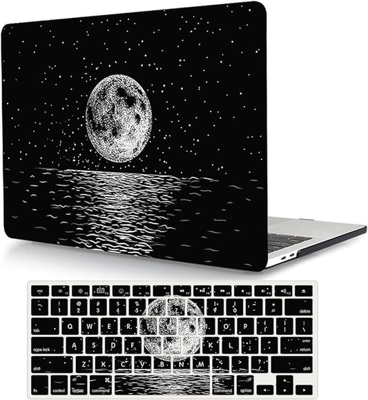 Case Compatible with MacBook Pro 13 Inch 2015 2014 2013 2012 Model A1502 & A1425, Plastic Hard Shell Protective Case with Keyboard Cover for Mac Pro Retina 13 Old Version - Moon