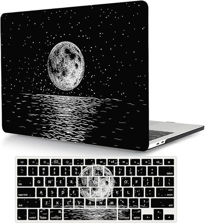 Case Compatible with MacBook Air 13 Retina 2018 2019 2020 Model A1932 A2179 A2337 M1, Plastic Hard Shell Protective Cover & Keyboard Skin for MacBook Air 13 inch with Touch ID - Moon