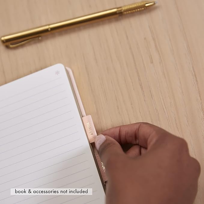 Vegan Leather Blush + Gold Foil Mini 12 Subject Label Adhesive Tabs for Folders, Pages. Organize Your Files, Books and Agenda's with These Sticky Folder Tabs - Erin Condren