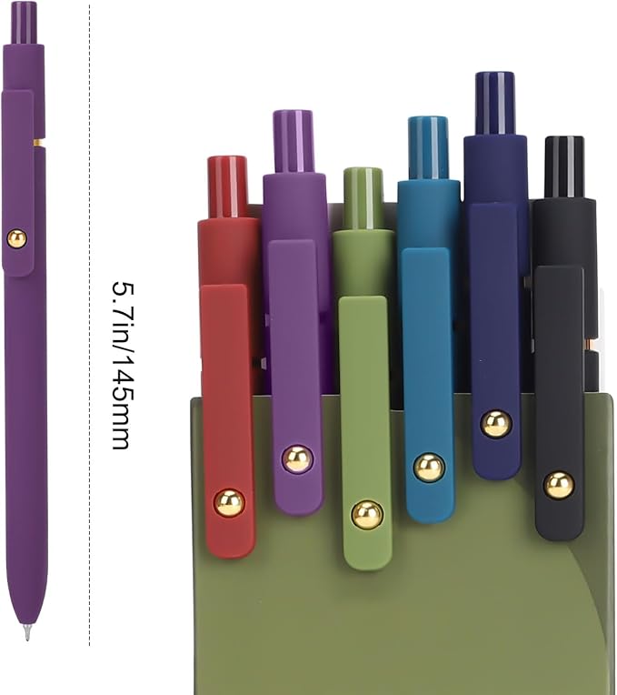 FIOVER Colorful Gel Pens - 6Pcs 0.7mm Multi-Colored Pens, Smooth Writing Coloring Journaling Supplies for Note Taking, Cute Aesthetic Office School Supplies (6Pcs-Vintage Colorful)