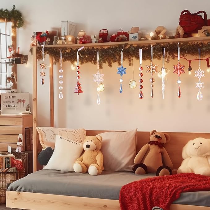 Lanpn 26PCS Christmas Ornaments Crystal Christmas Tree Decoration, Hanging Clear Acrylic Snowflake Icicle Drop Pendants for Xmas Winter Outdoor Indoor Party Decoration Transparent