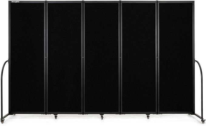Folding Room Partition,Privacy Room Screen with Arms,Office Dividers Partition Wall,10'2"L* 6'7"H,Black