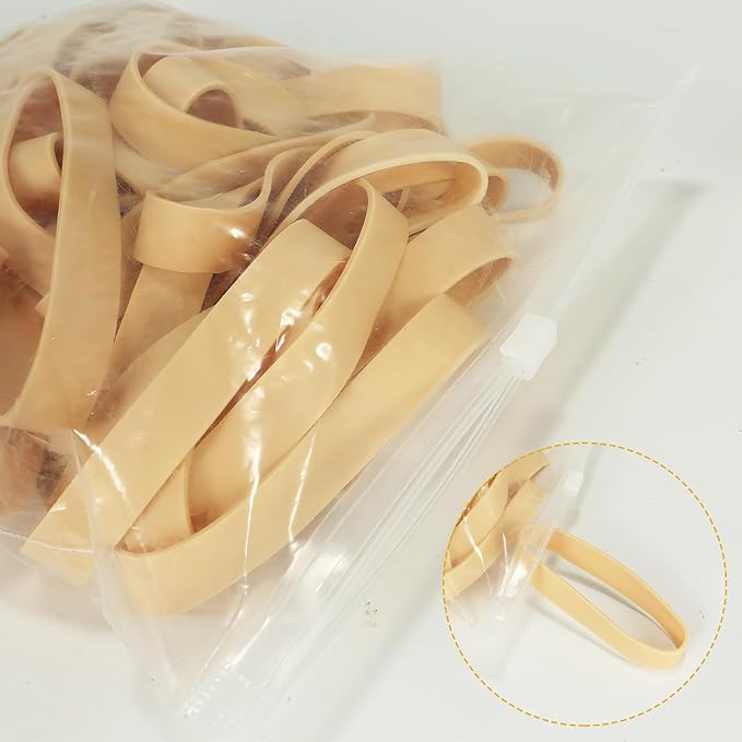 Size #82 Tactical Rubber Bands - Pack of 60 Heavy-Duty, Extra Thick and Wide UV, Heat, and Cold-Resistant Industrial-Grade Elastic Bands for Camping, Cycling, and Fishing (light brown)