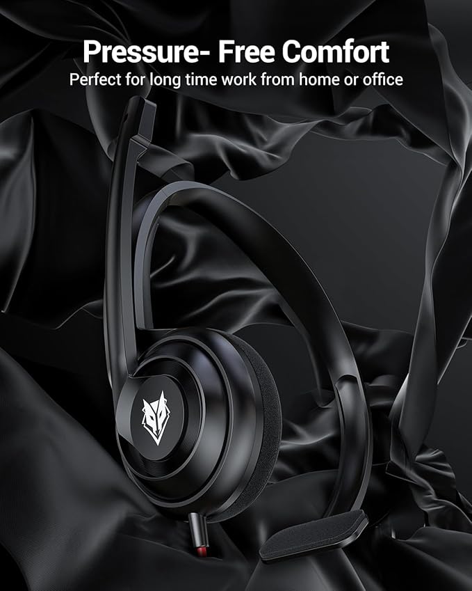 NUBWO HW02 USB Headset with Microphone Noise Cancelling &in-line Control, Ultra Comfort Computer Headset for Laptop pc, On-Ear Wired Office Call Center Headsets for Boom Skype Webinars, 5 Packs