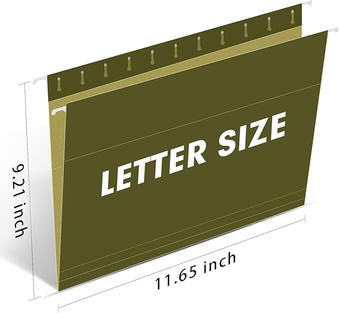 Hanging File Folders, RAZCC 60 Pack Reinforced Hanging Folders Letter Size, Designed for Bulky Files, Filing Cabinet, Adjustable Tabs, Green