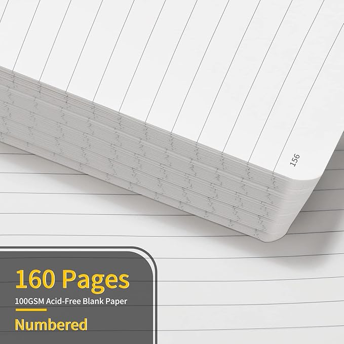 Annecy Lined Journal Notebook, Hardcover Numbered College Ruled Journal, Medium 5.5x 8.25, 160 Pages 100GSM Writing Paper, Grey Green