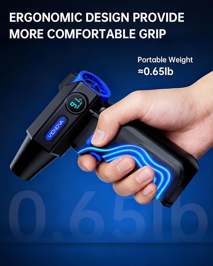 VICNOVA Compressed Air Duster, 150,000RPM Cordless Electric Air Blower with 3-Speed Adjustable Rechargeable with LED Light for Cleaning Car, Computer, PC Keyboard, Gifts for Dad, Man, Him