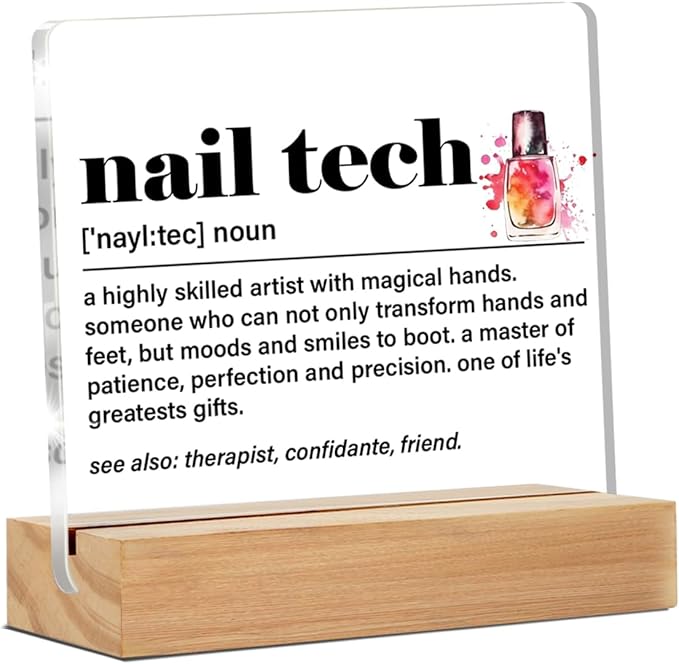 Nail Tech Gifts, Nail Artist Manicurist Nail Tech Thank You Gifts Graduation Gifts, Nail Tech Definition Clear Desk Decorative Sign Beauty Room Nail Salon Acrylic Decor