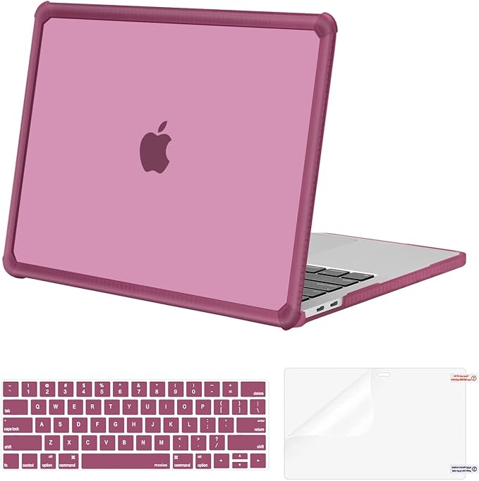 MOSISO Compatible with MacBook Pro 13 inch Case M2 2025-2016 A2338 M1 A2251 A2289 A2159 A1989 A1708 A1706, Anti-Cracking Heavy Duty Plastic TPU Bumper Hard Case&Keyboard Skin&Screen Film, Wine Red