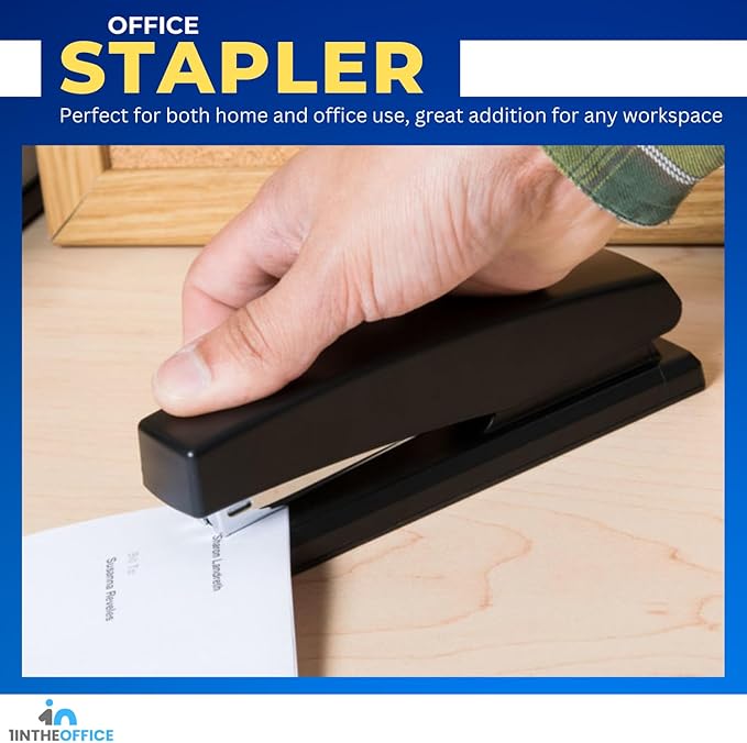 1InTheOffice Office Stapler for Desk, Heavy Duty Desk Stapler, Black, 20 Sheets Capacity, (3 Pack)